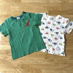 はたらく車柄と恐竜刺繍のTシャツ　2枚セット
