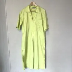 値下げ❣️ZARAライムグリーン 半袖シャツワンピース