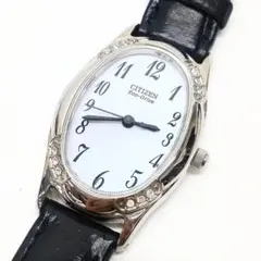 訳あり CITIZEN シチズン エコドライブ 腕時計 オーバル シルバー