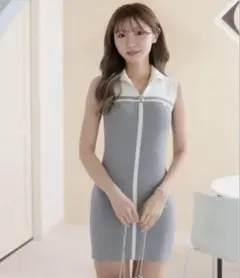 ハーフZIPバイカラーラインワンピース LIPSERVICE