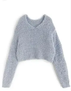 フェザーニット　トップス　ライトブルー