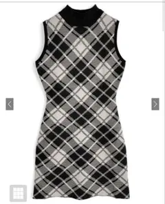 GRL チェック柄ノースリーブニットタイトミニワンピース