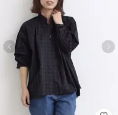 パーリッシィ チェックギャザーブラウス
