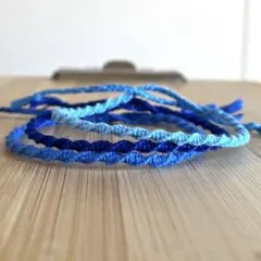 ミサンガ ブルー系3本セット　アンクレット ブレスレット　水色　青　ネイビー