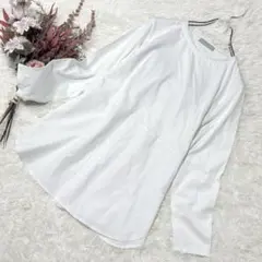 anyFAM 切替チュニック カットソー ブラウス 重ね着風【2】ホワイト 清楚のサムネイル
