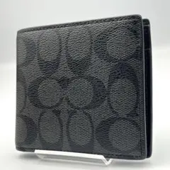未使用級✨COACH グレー　二つ折り財布　シグネチャー　コンパクト　小銭入れ付のサムネイル