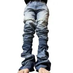 ロングデニム　フレアデニム　ダメージデニム　archive opium Y2K