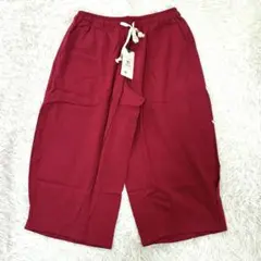 FOMANSH M クロップドパンツ ワイド 無地 赤 筋トレ ジム コットン