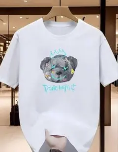 ストリートウェアTシャツ（ホワイト）– クマとクラウンのプリント