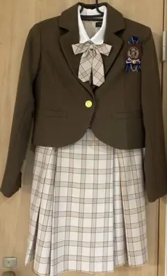 卒服　フォーマルスーツ チェック柄 卒業式　160 茶　ブラウン