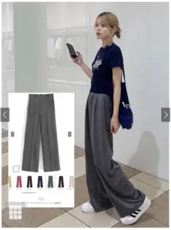 センタープレスストレートパンツ［ai07］GRL グレー L