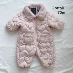 Cottoli* ハート柄 キルト ファー襟 アウター ジャンプスーツ