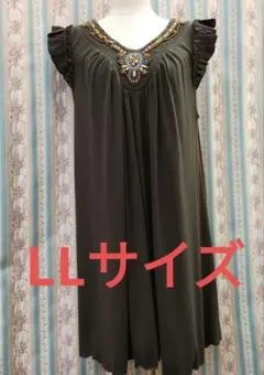 qvc＆LOVE ワンピース チュニック豪華ビーズ刺繍LLサイズ