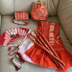 ゆ1916⭐️七五三❤️はこせこセット❤️着物❤️帯揚げ❤️まるぐけ⭐️可愛い⭐️和装小物