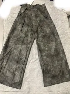 【Spielio】ヴィンテージライクワイドフレア合皮パンツ グレー M