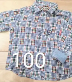 ミキハウス　100　長袖　シャツ　ガーゼ　チェック　羽織　長袖　ブラウス　美品