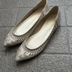 LeTalon ポインテッドサシメッシュフラットパンプス 22.5cm