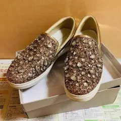 LUCCA LLENA ビジュー × グリッター スリッポン Lサイズ