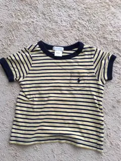 ラルフローレン　ボーダー丸首半袖Tシャツ　12M/80　綿ネイビーイエロー紺黄