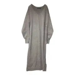 アーバンリサーチ Vネック ロングニットワンピース ブラウン　Ｆ　 補修有