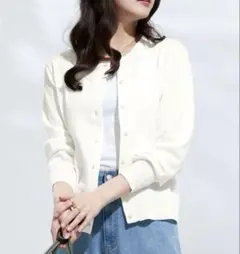 UVカット カーディガン 白 ホワイト Lサイズ