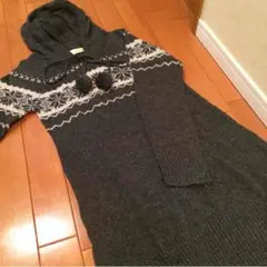 ニット フード付き ワンピース