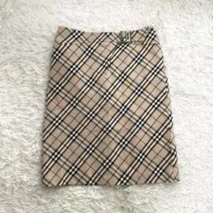 バーバリーブルーレーベル　ノバチェック　スカート　ベルト　ベージュ　36 裏地付