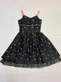 MILK ミルク　バラ　ローズワンピース　ジャンパースカート黒　ピンク　ロリータのサムネイル