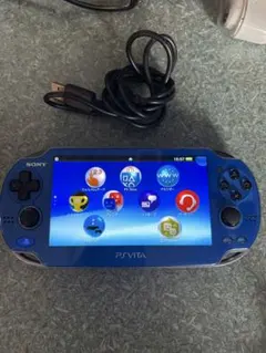 SONY PS Vita 本体 青色 メモリ、USBケーブル付き
