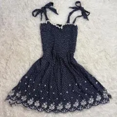 y2k 森ガール 水玉 刺繍 ワンピース