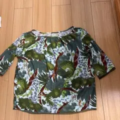 ジュンコシマダ　ボタニカル柄 五分袖ブラウス