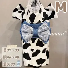 Mアニマル浴衣リボン（牛柄）　犬用浴衣　犬用服　イタグレ服　ハンドメイドのサムネイル
