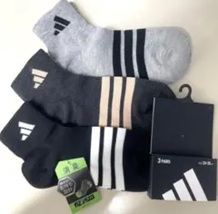 ♡新品　adidasアディダス３足セット　232425cm３本ライン　くるぶし丈