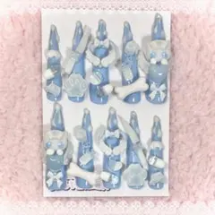 ♥現品♥ネイルチップ 水色 白 天使界隈 平成女児 サブカル スーパーロング