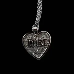 【美品】Dior ディオール ハート ネックレス ラインストーン 文字ロゴ