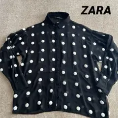 ZARA BASIC 黒ドット長袖シャツ　水玉　Mサイズ