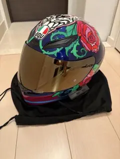 t*t様 AGV フルフェイスヘルメット バラ柄 インカム付 Lサイズ　アジアン AGV フルフェイスヘルメット バラ柄 インカム付 Lサイズ アジアン