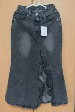 GRL ダークグレー デニムフレアスカート