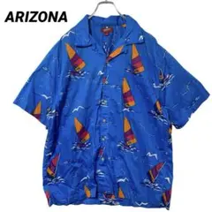 T-1598 ARIZONA アロハシャツ 総柄 ウインドサーフィン柄 L 水色のサムネイル