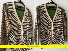 M)ハンナデリック Hanna Delicc ニットカーディガン ヒョウ柄