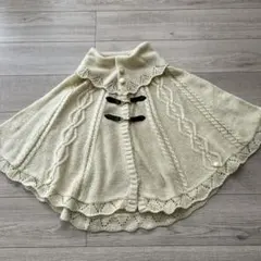 新品　アクシーズファーム　ビット付きニットポンチョ ケーブル　レース　M