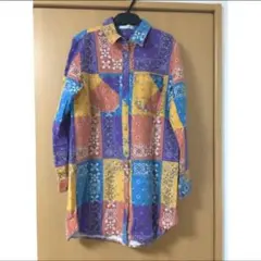 バンダナパッチワーク柄シャツ