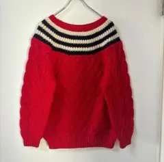 レア　80s ビンテージ　赤　アメリカ古着　アメリカ輸入　ラグランセーター