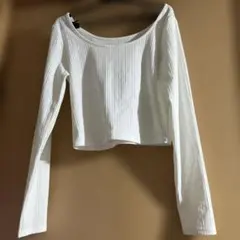 GU コットンブレンドリブクロップドワイドネックT(長袖)(ドライ) S