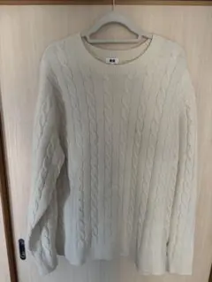 UNIQLOアイボリー ケーブルニットセーター XL