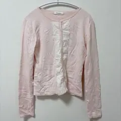 Feroux フェルゥ レース フリル カーディガン ピンク 長袖