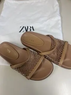 ZARA ビジュー付きメッシュサンダル 22.8cm