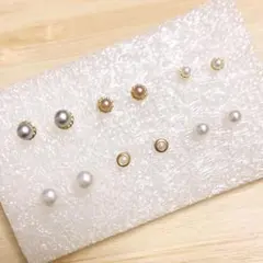 【T77】樹脂ピアス6ペア☆小さめパール系セット