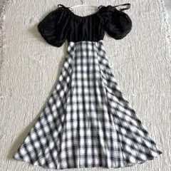 【mily bilet】オフショル２WAYリボン シアー袖ドッキングワンピース