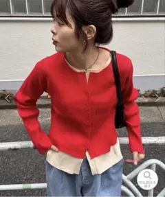 レイヤードライクマルチウェイ配色リブニットガーデ